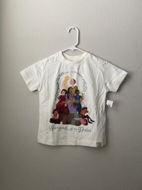 Disney Cream Short Sleeve Tee with Multicolor Princess Group Graphic